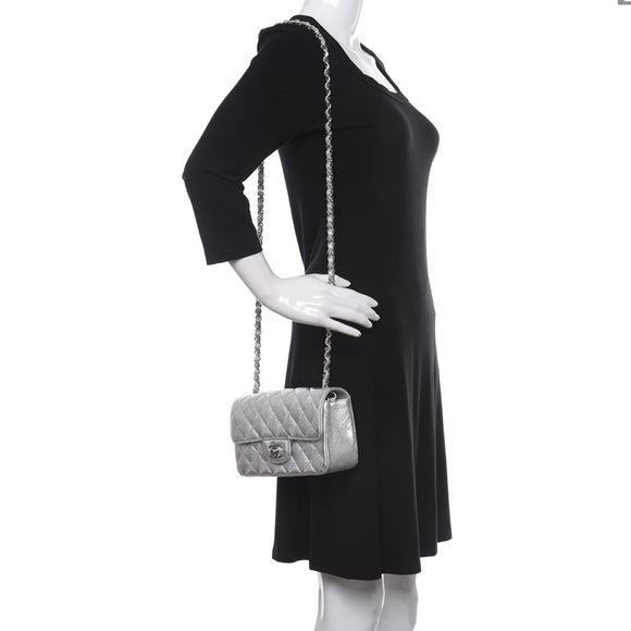 Chanel Metallic Lambskin Quilted Mini Rectangular Flap Silver - Picture 8 of 8